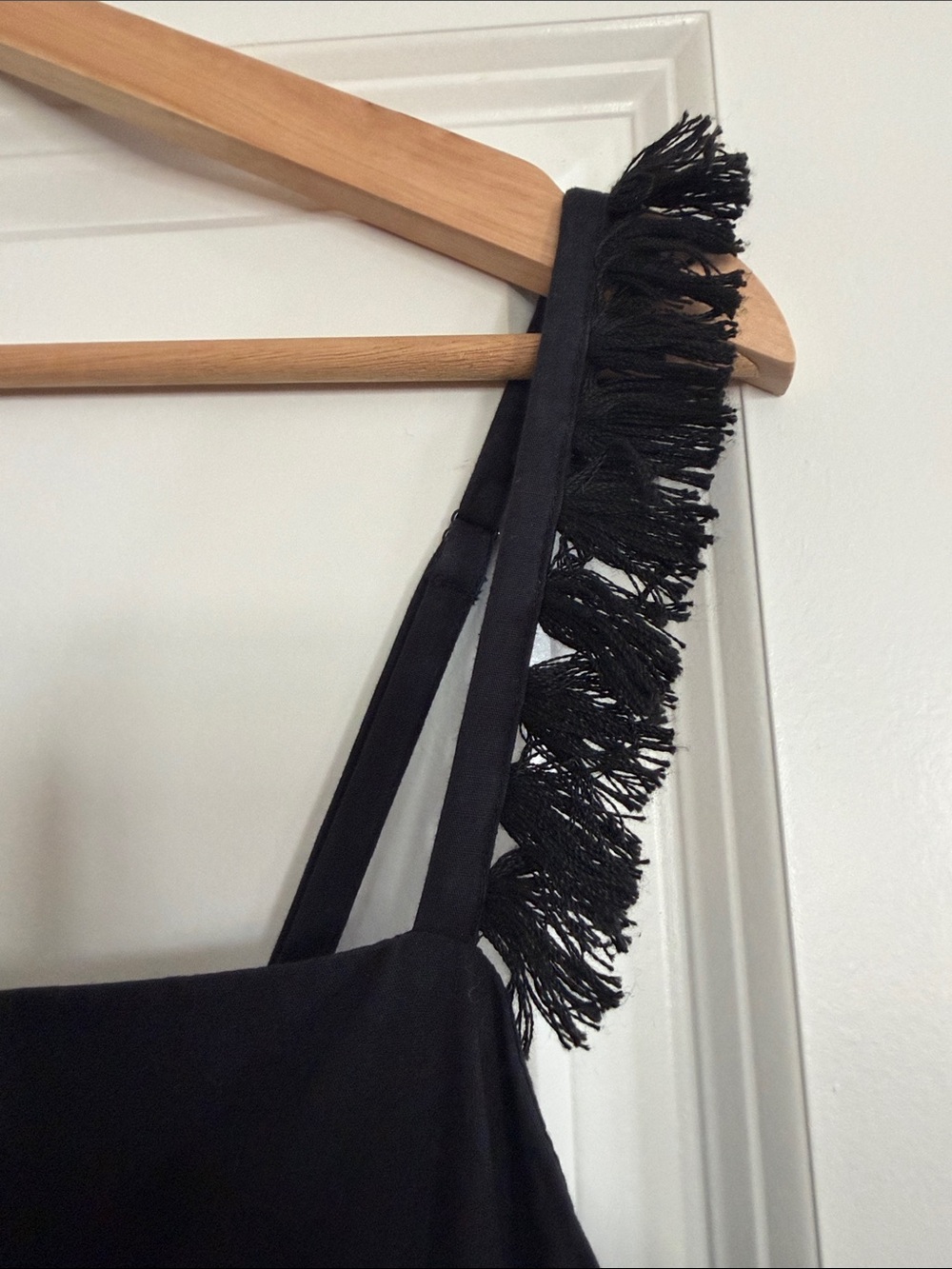 Anthropologie Black Embroidered Fringe-Trim Slip Dress - Picture 2 of 5